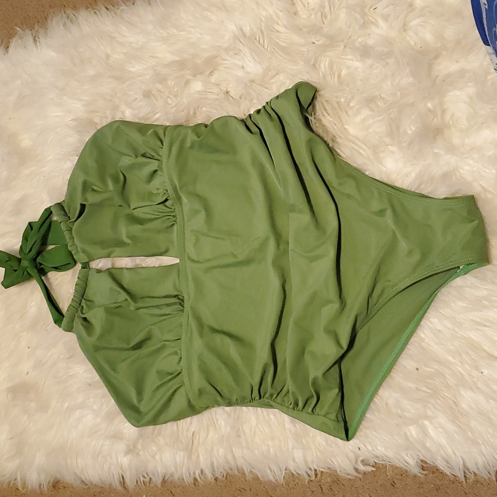 Green one piece swim suit